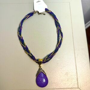 NWT. Peacock Pendant Necklace Embellished With Rhinestones.